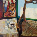 Καφές ελληνικός, 1999, ελαιογραφία σε καμβά, 50,2 × 45,1 εκ.