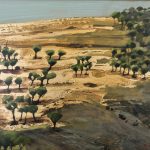 Ο δικός μου τόπος τους – Αμυγδαλιές, 2012, μικτή τεχνική (ακρυλικά και επιχρυσωμένη επιφάνεια) σε καμβά, 56 × 76,1 εκ.