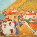 Σπίτια στον Κοντιά, 2001, ελαιογραφία σε καμβά, 80,1 × 100,2 εκ.